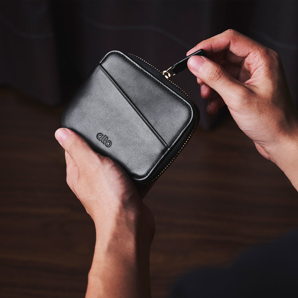 惜福品 - 皮革收納錢包 - 渡鴉黑