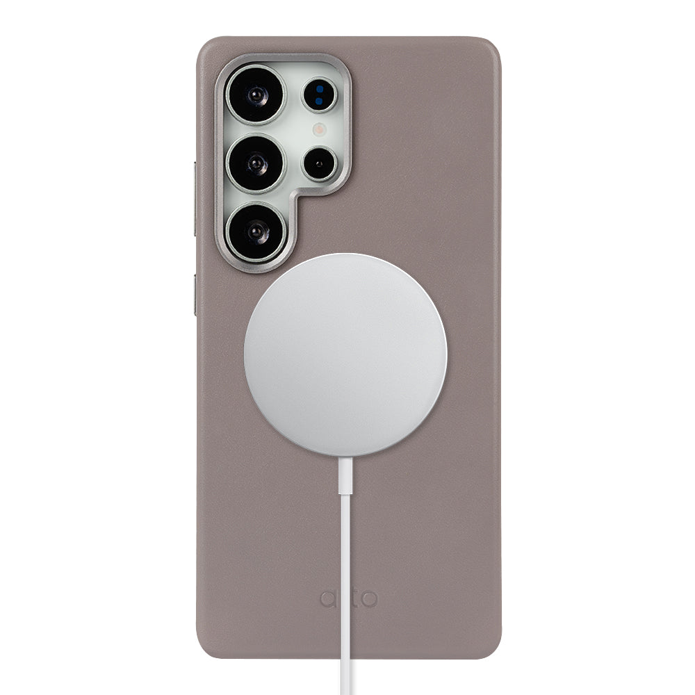 惜福品 - Samsung Galaxy S25 Ultra Clop 磁吸皮革手機殼 - 礫石灰