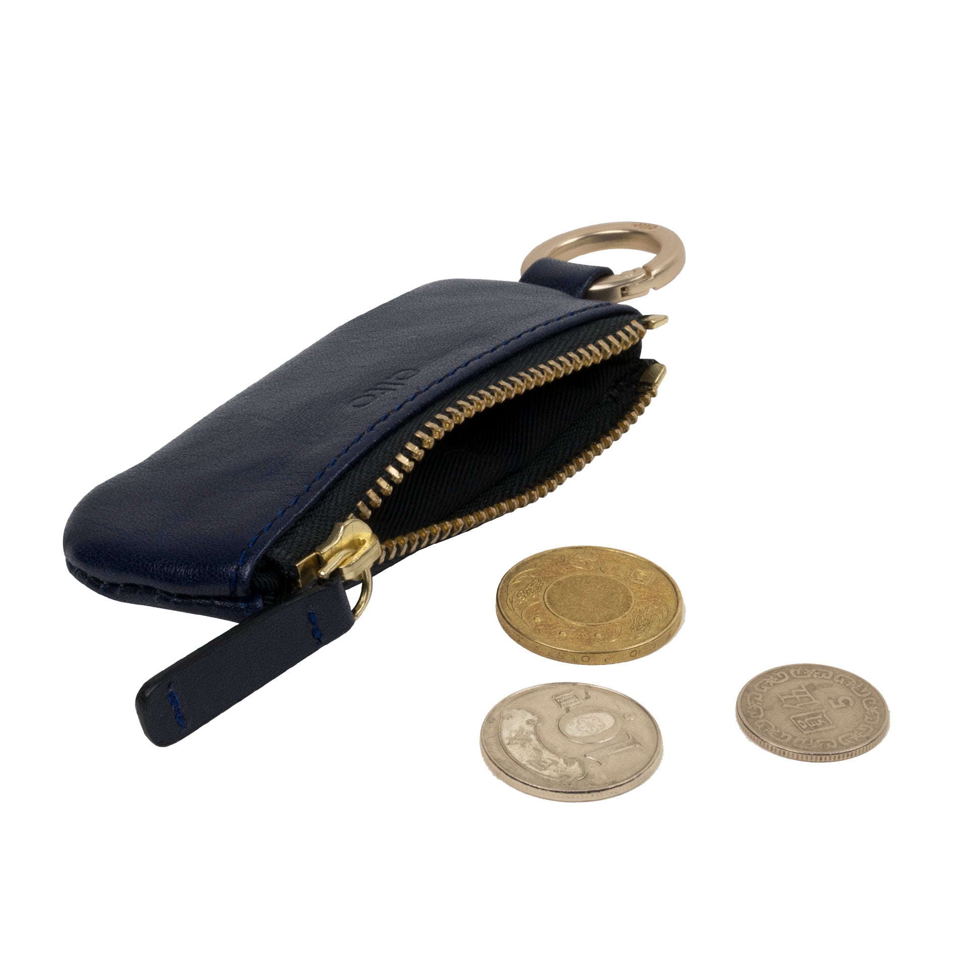 惜福品 - 皮革鑰匙環零錢包 - 海軍藍