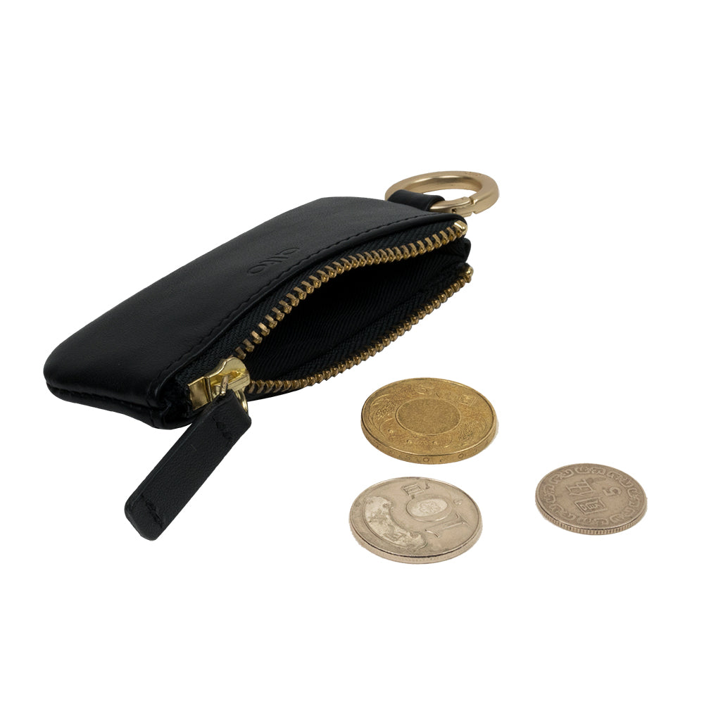 惜福品 - 皮革鑰匙環零錢包 - 渡鴉黑