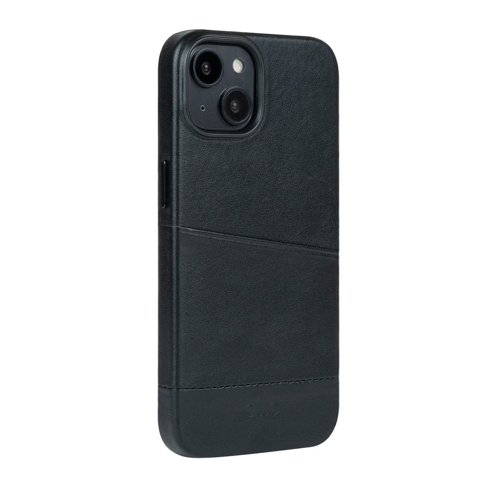 惜福品 - iPhone 14/iPhone 16e - Metro 插卡皮革手機殼 - 渡鴉黑