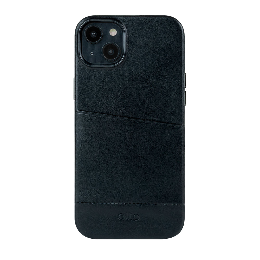 惜福品 - iPhone 14 Plus/iPhone 15 Plus - Metro 插卡皮革手機殼 - 渡鴉黑