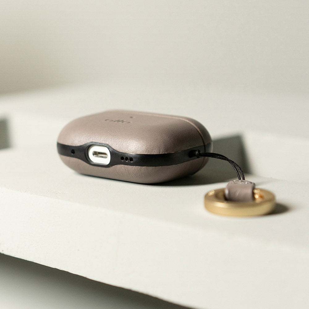 AirPods Pro 2 皮革保護套 - 礫石灰