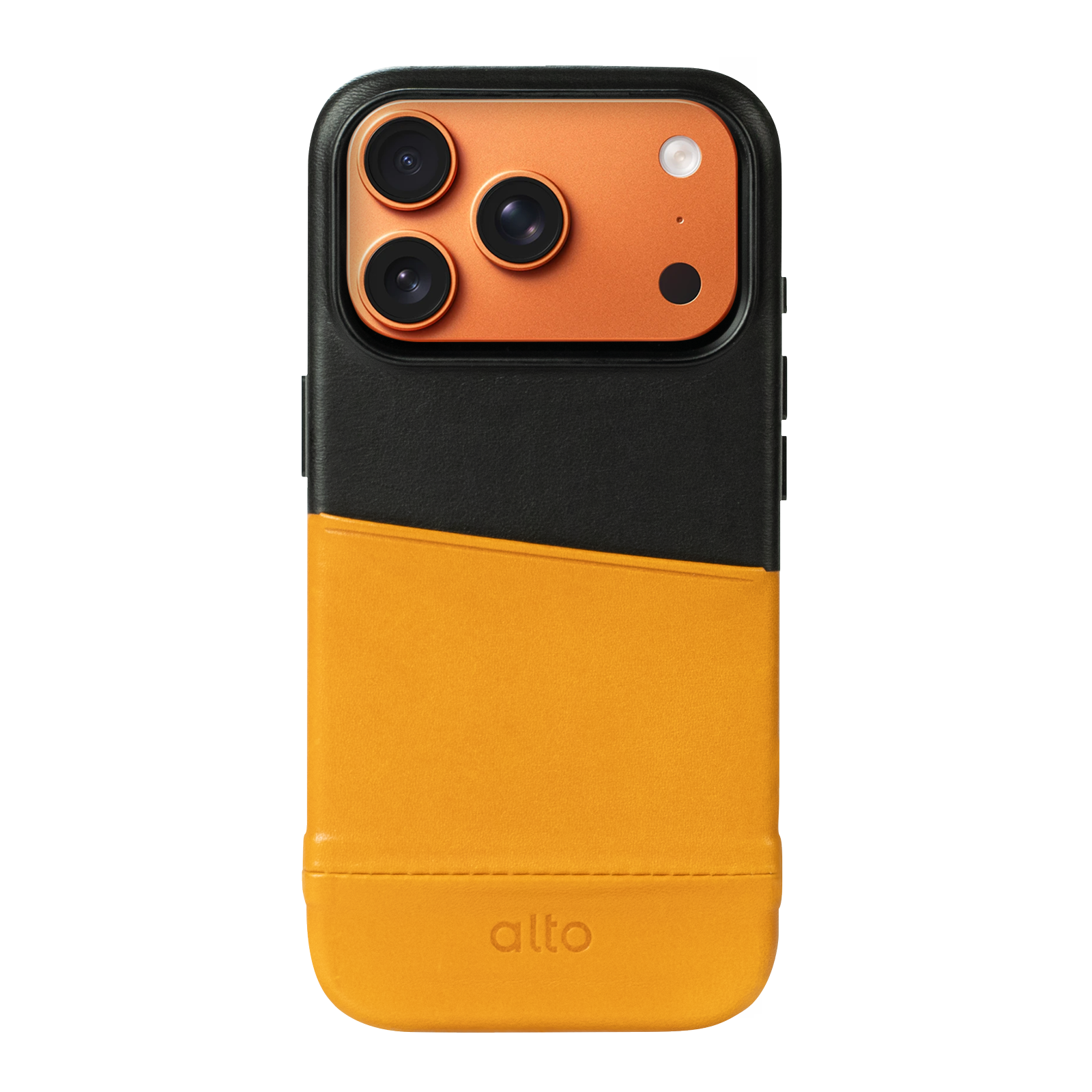 iPhone 17 Pro - Metro 插卡式皮革手機殼 - 焦糖棕/渡鴉黑