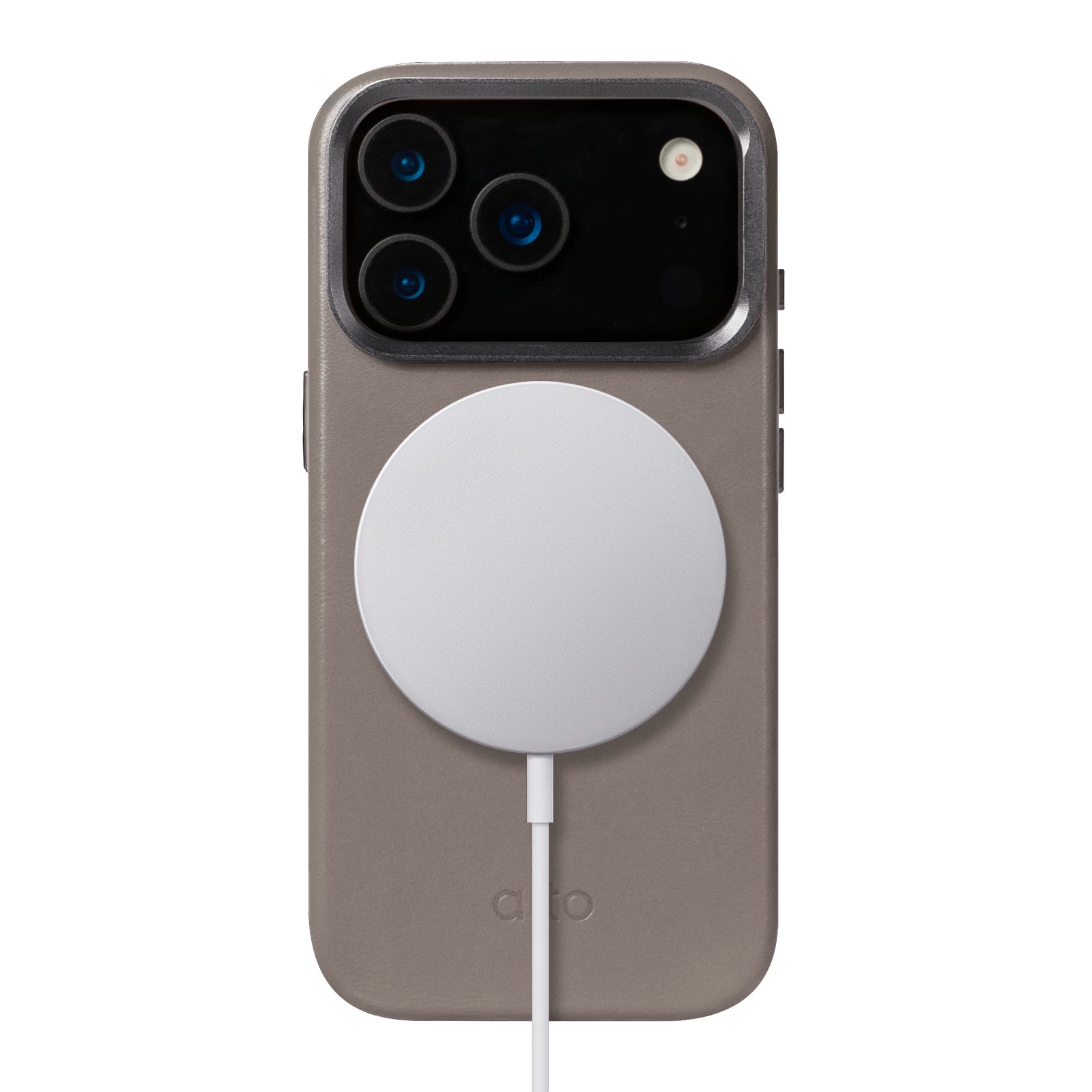 iPhone 17 Pro - Uplop 磁吸支架皮革手機殼 - 礫石灰