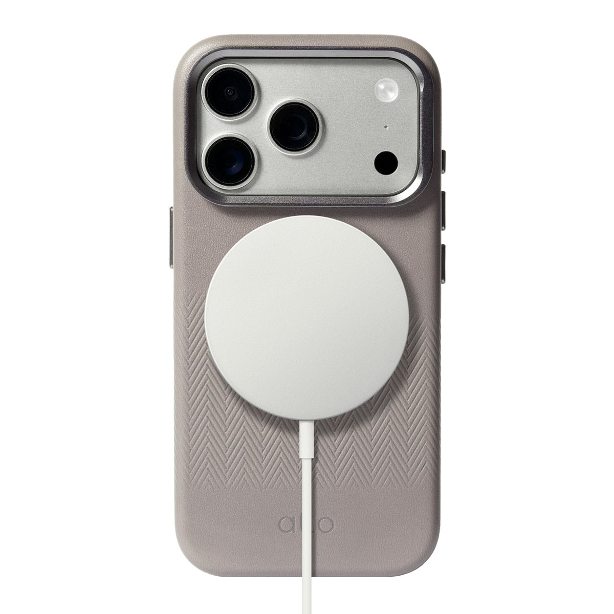 iPhone 18 Pro/17 Pro - Herring 磁吸支架皮革手機殼 - 礫石灰