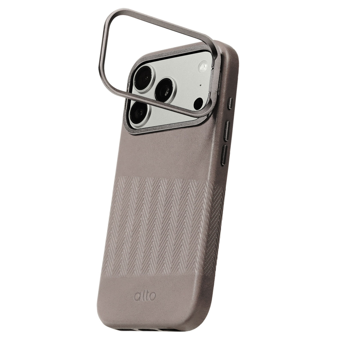 iPhone 18 Pro/17 Pro - Herring 磁吸支架皮革手機殼 - 礫石灰