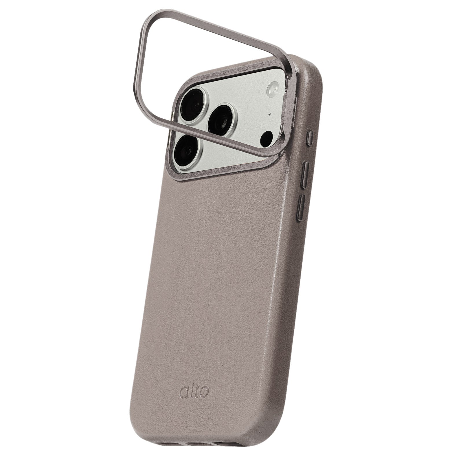 iPhone 18 Pro/17 Pro - Uplop 磁吸支架皮革手機殼 - 礫石灰