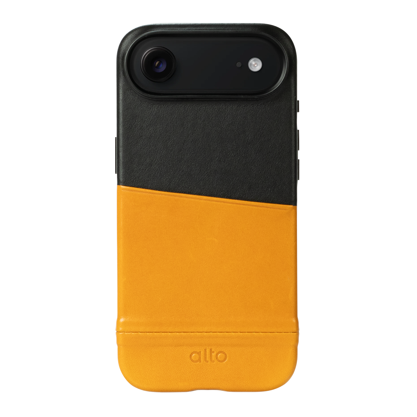 iPhone Air - Metro 插卡式皮革手機殼 - 焦糖棕/渡鴉黑