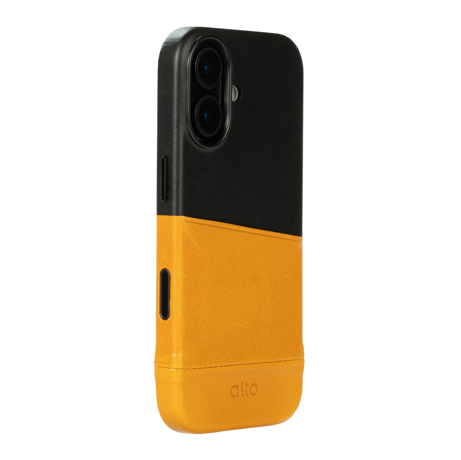 iPhone 17 - Metro 插卡式皮革手機殼 - 焦糖棕/渡鴉黑