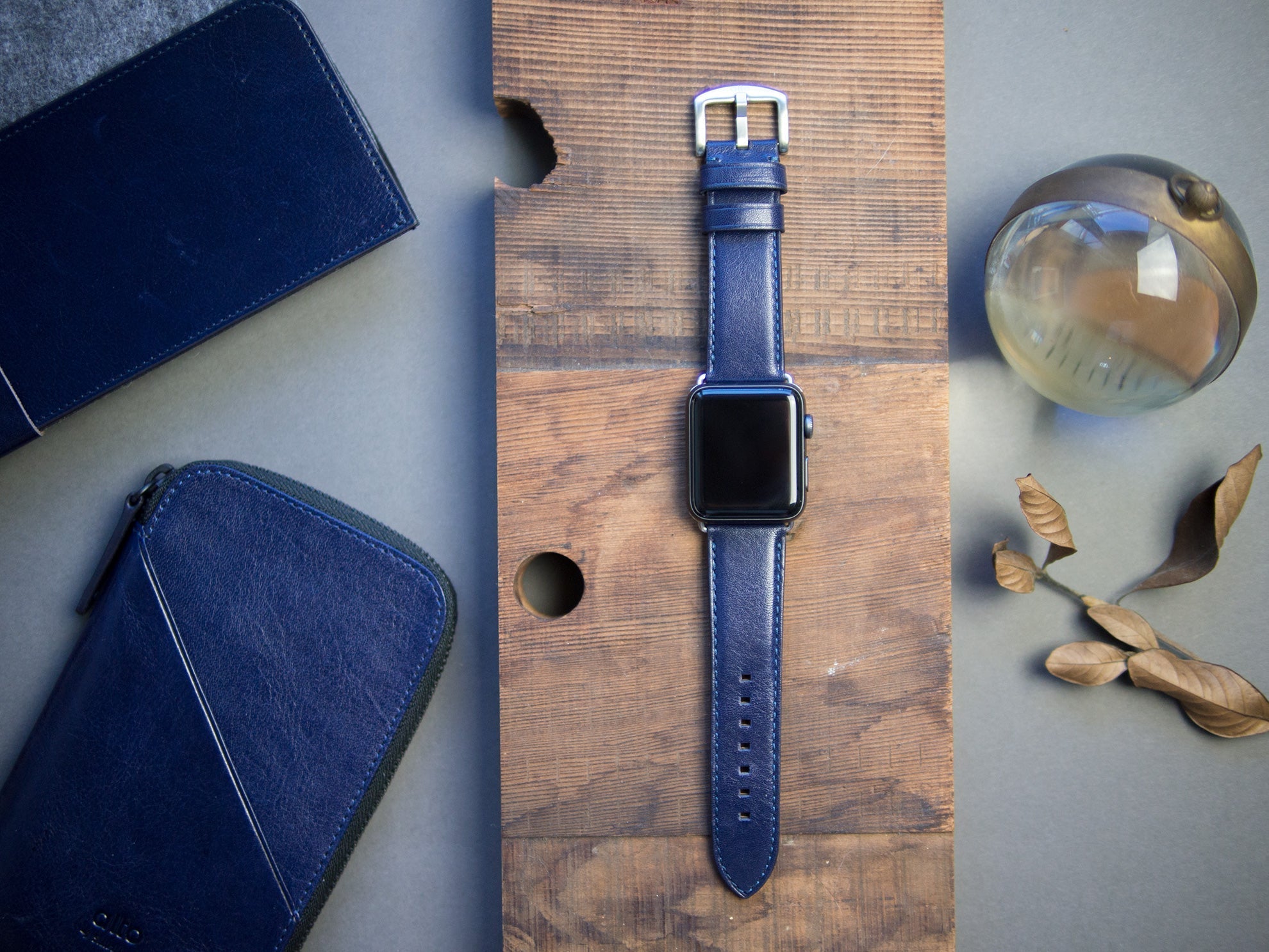 惜福品 - Apple Watch 皮革錶帶 - 44-49mm - 海軍藍