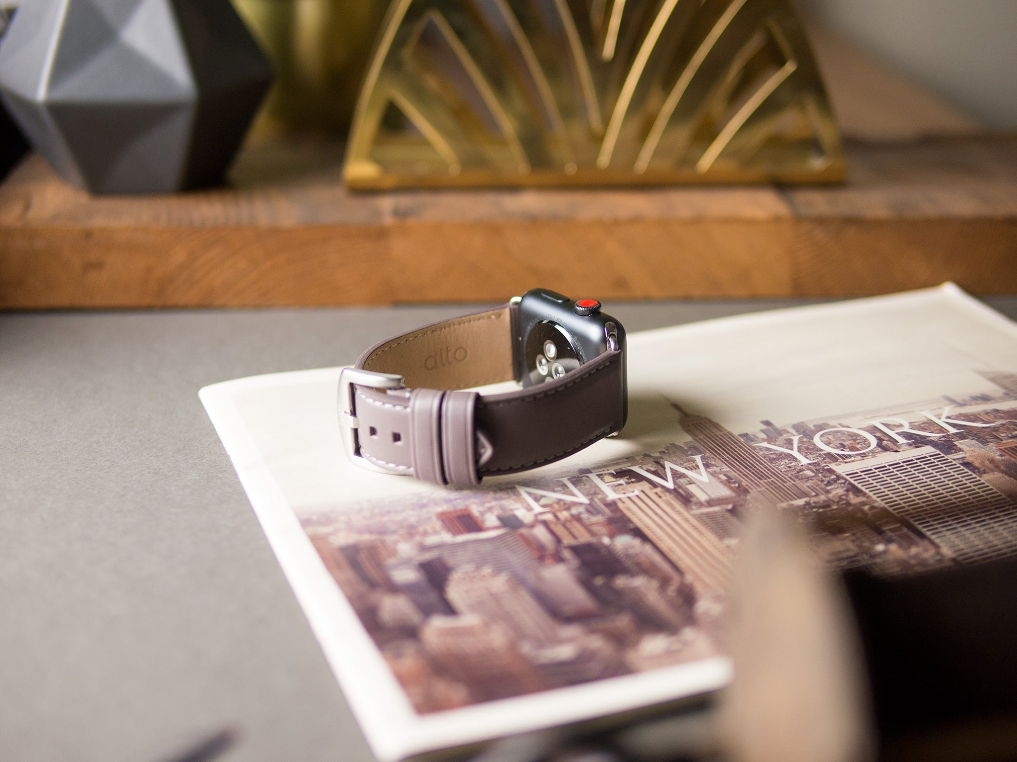 Alto Apple Watch 皮革錶帶 - 42/44/45/49mm - 礫石灰