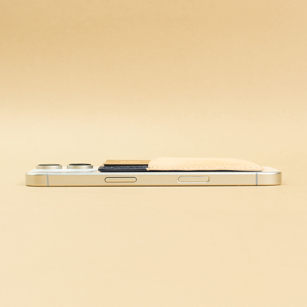 惜福品 - iPhone 磁吸皮革卡套 - 海軍藍/本色