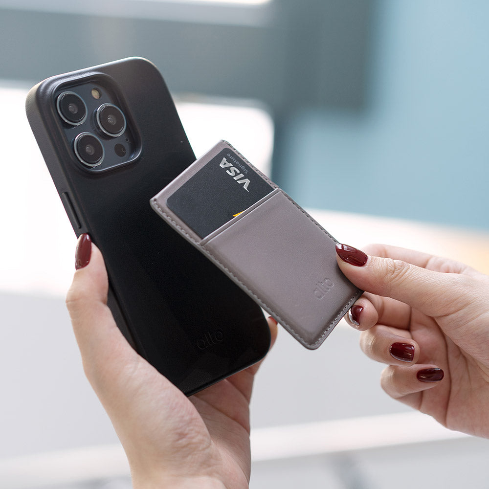 惜福品 - iPhone 磁吸皮革卡套 - 礫石灰