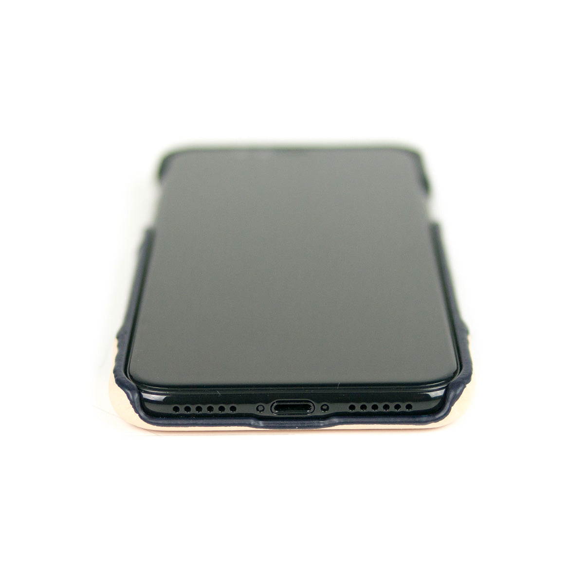 iPhone Xs Max - Denim 皮革手機殼 - 白條紋