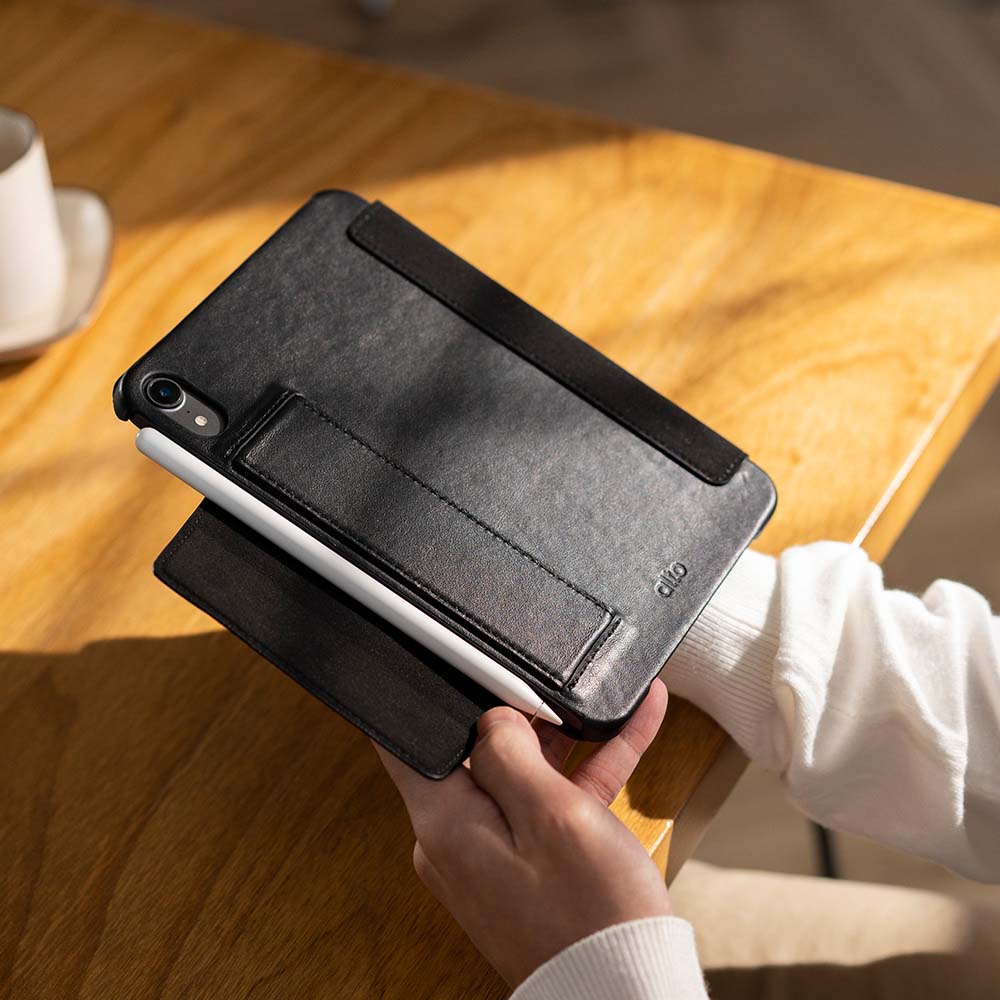 iPad mini 書本式皮革保護套 - 渡鴉黑