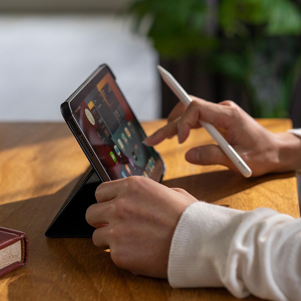 iPad mini 書本式皮革保護套 - 渡鴉黑