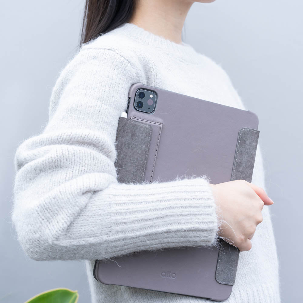 iPad Air / Pro 11" 書本式皮革保護套 - 礫石灰