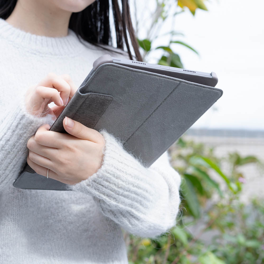 iPad Air / Pro 11" 書本式皮革保護套 - 礫石灰
