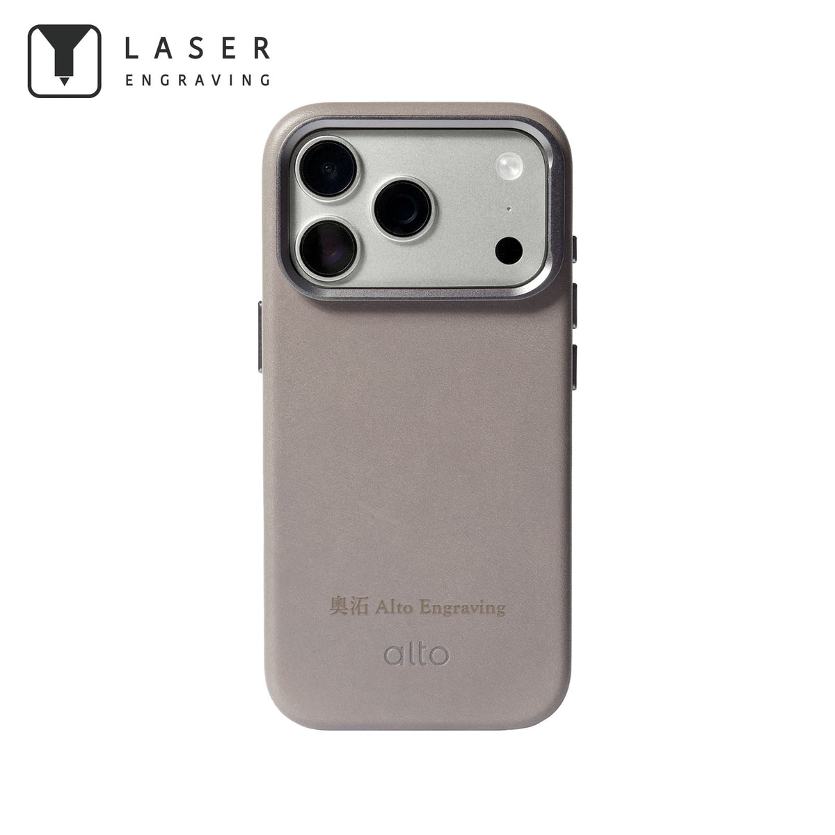 iPhone 18 Pro/17 Pro - Uplop 磁吸支架皮革手機殼 - 礫石灰
