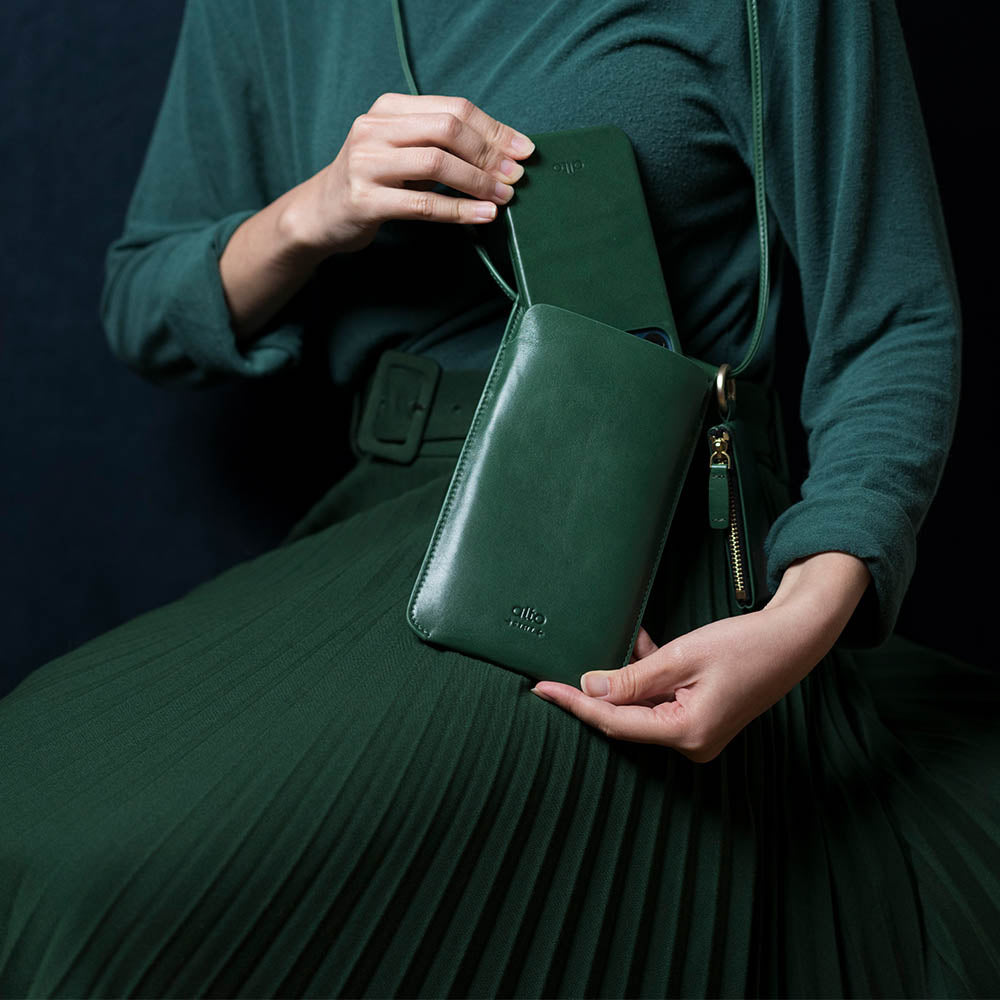 惜福品 - 皮革輕便手機隨身包 - 森林綠