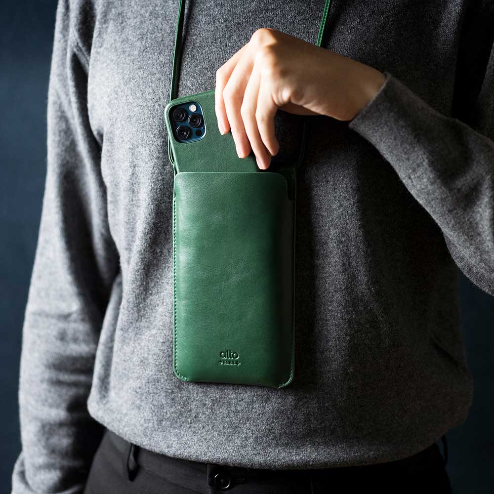 惜福品 - 皮革輕便手機隨身包 - 森林綠