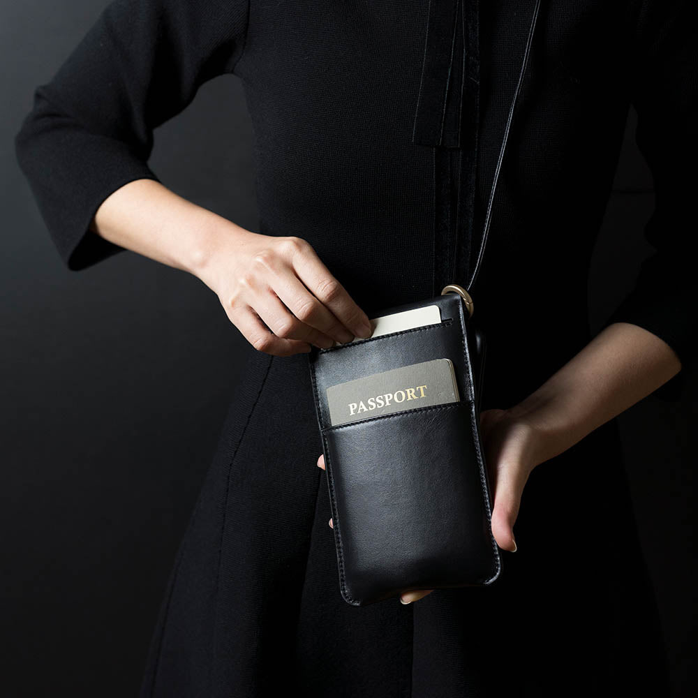 惜福品 - 皮革輕便手機隨身包 - 渡鴉黑