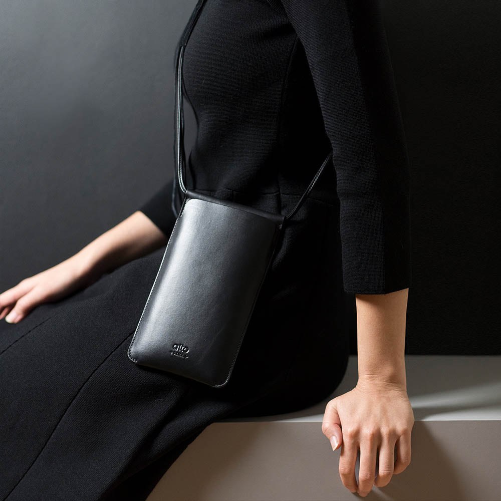 惜福品 - 皮革輕便手機隨身包 - 渡鴉黑