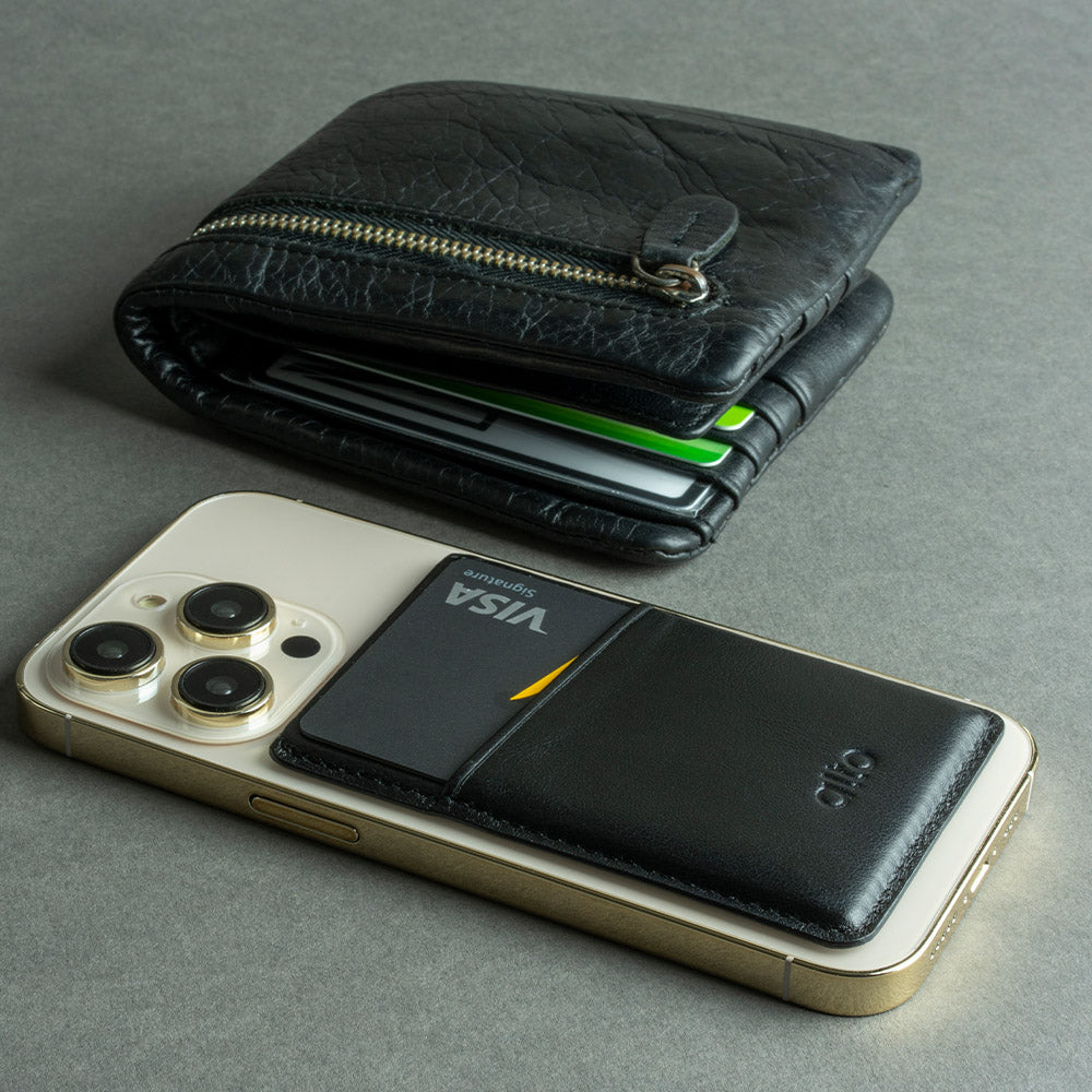 惜福品 - iPhone 磁吸皮革卡套 - 渡鴉黑