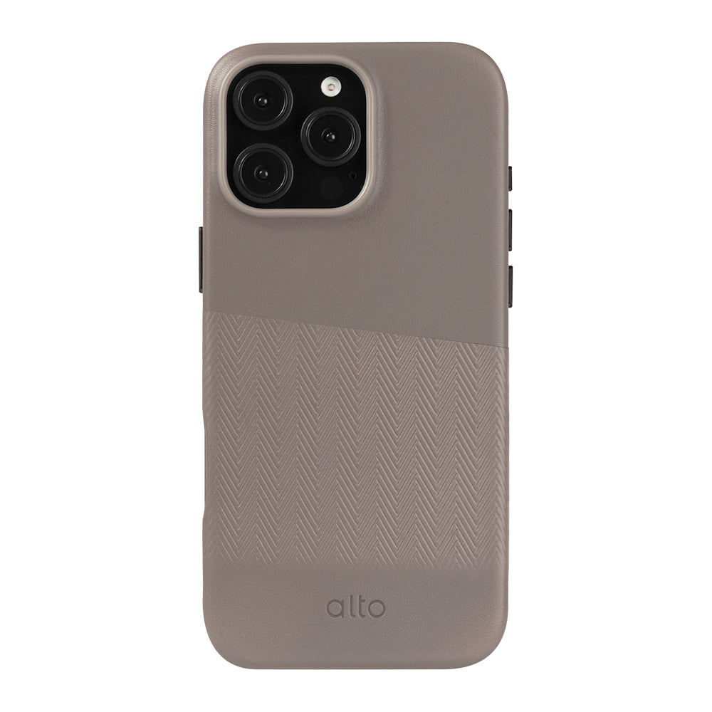 iPhone 16 Pro Max - Herring 磁吸壓紋皮革手機殼 - 礫石灰
