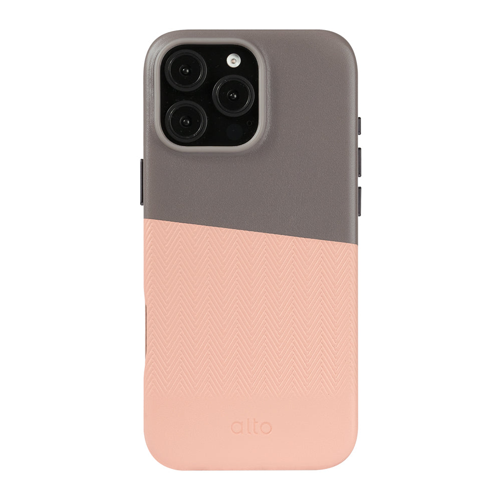 iPhone 16 Pro Max - Herring 磁吸壓紋皮革手機殼 - 礫石灰/迷霧粉