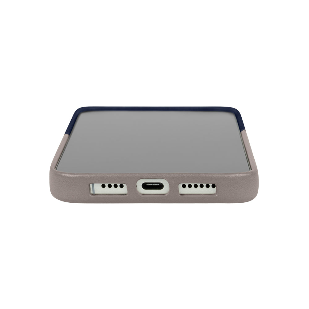 iPhone 16 Pro Max - Herring 磁吸壓紋皮革手機殼 - 海軍藍/礫石灰