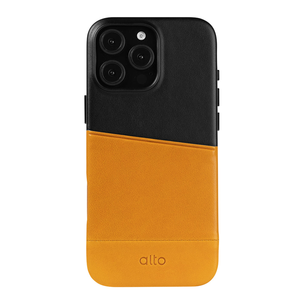 惜福品 - iPhone 16 Pro Max - Metro 插卡皮革手機殼 - 焦糖棕/渡鴉黑