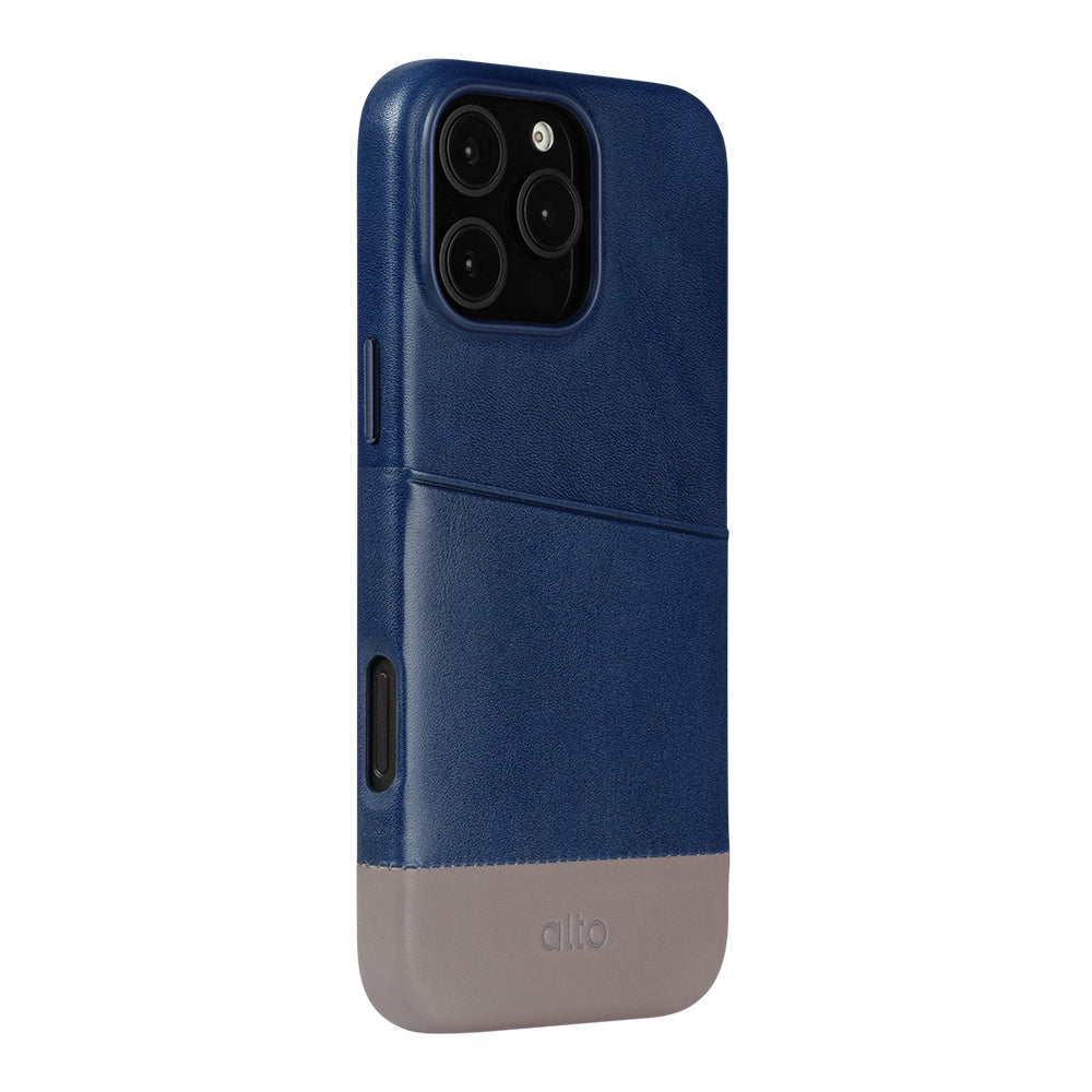 iPhone 16 Pro Max - Metro 插卡皮革手機殼 - 海軍藍/礫石灰