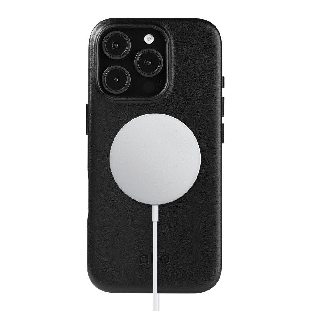 惜福品 - iPhone 16 Pro - Clop 磁吸皮革手機殼 - 渡鴉黑