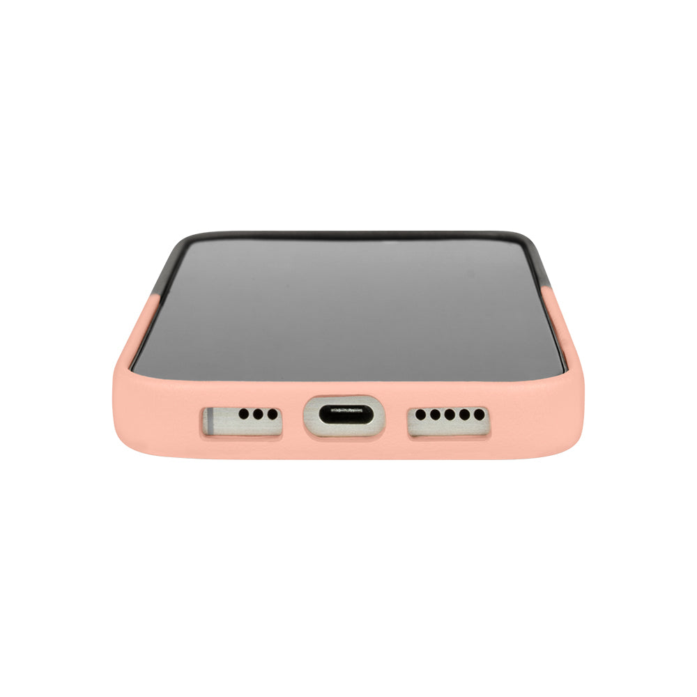 iPhone 16 Pro - Herring 磁吸壓紋皮革手機殼 - 礫石灰/迷霧粉