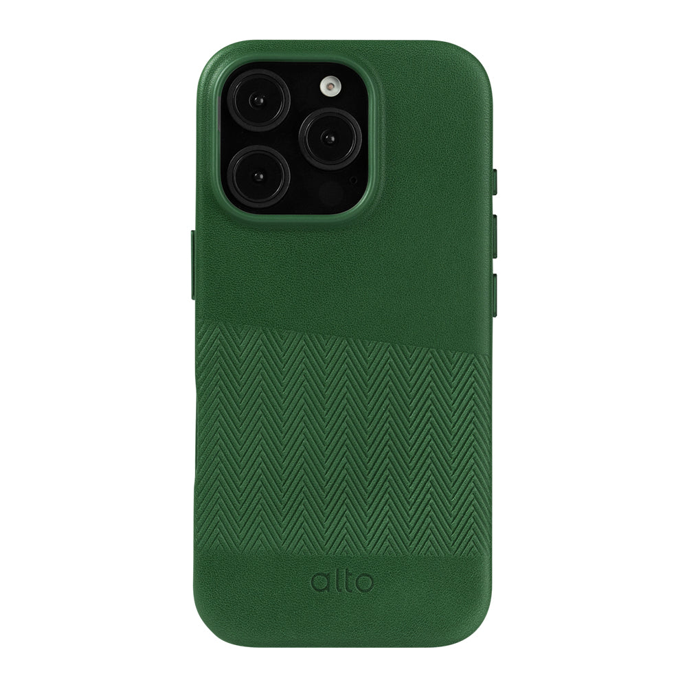 iPhone 16 Pro - Herring 磁吸壓紋皮革手機殼 - 森林綠