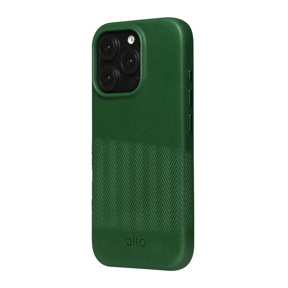 iPhone 16 Pro - Herring 磁吸壓紋皮革手機殼 - 森林綠