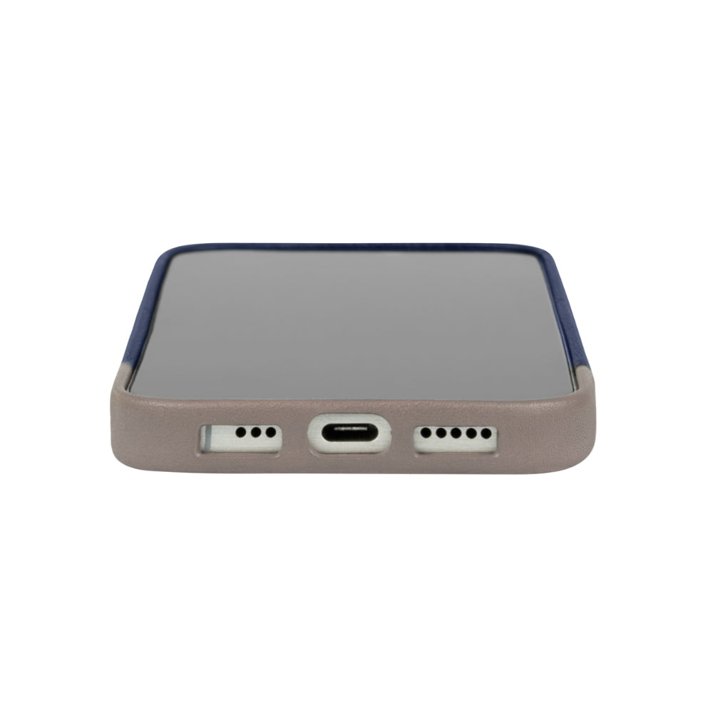 iPhone 16 Pro - Metro 插卡皮革手機殼 - 海軍藍/礫石灰