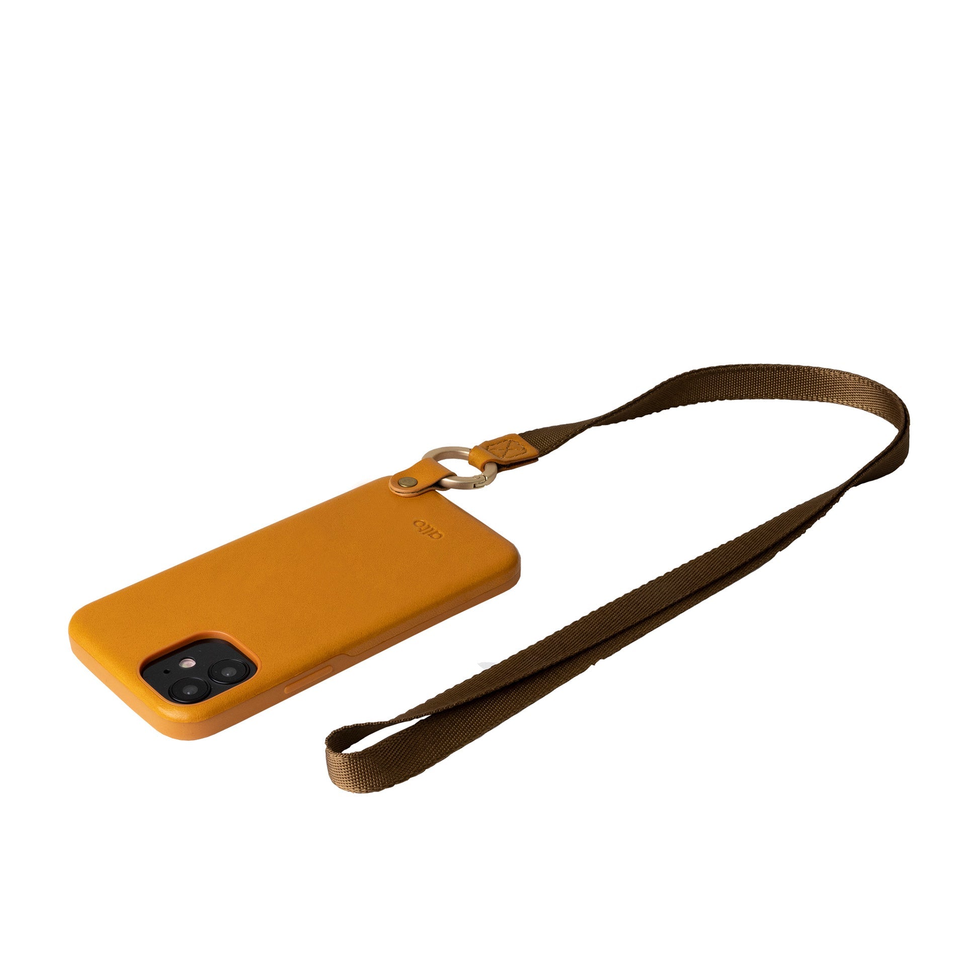 惜福品 - iPhone 12 mini - Anello 360 掛繩皮革手機殼 - 焦糖棕