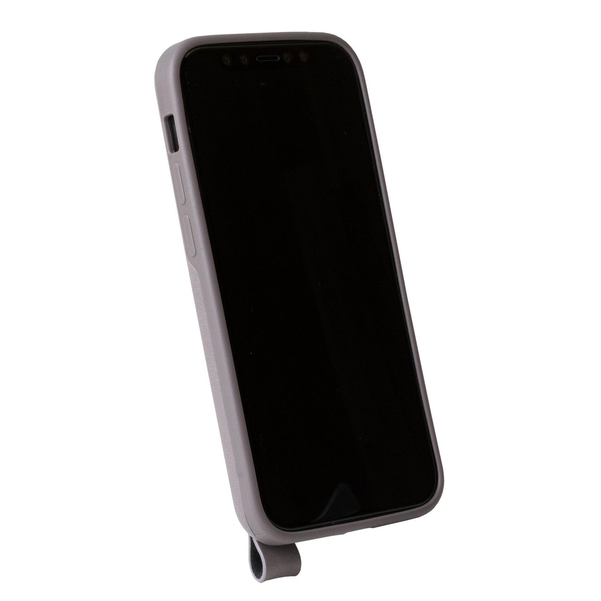 iPhone 12 mini - Anello 360 掛繩皮革手機殼 - 礫石灰