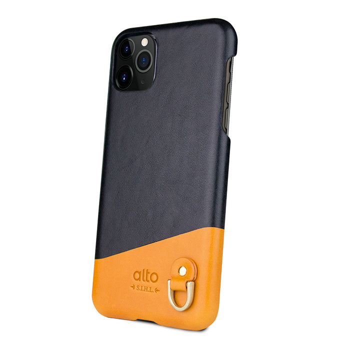 iPhone 11 Pro - Anello 掛繩皮革手機殼 - 渡鴉黑/焦糖棕