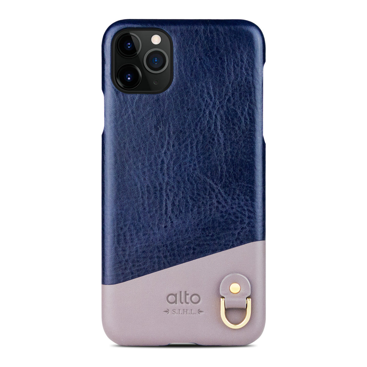 惜福品 - iPhone 11 Pro - Anello 掛繩皮革手機殼 - 海軍藍/礫石灰
