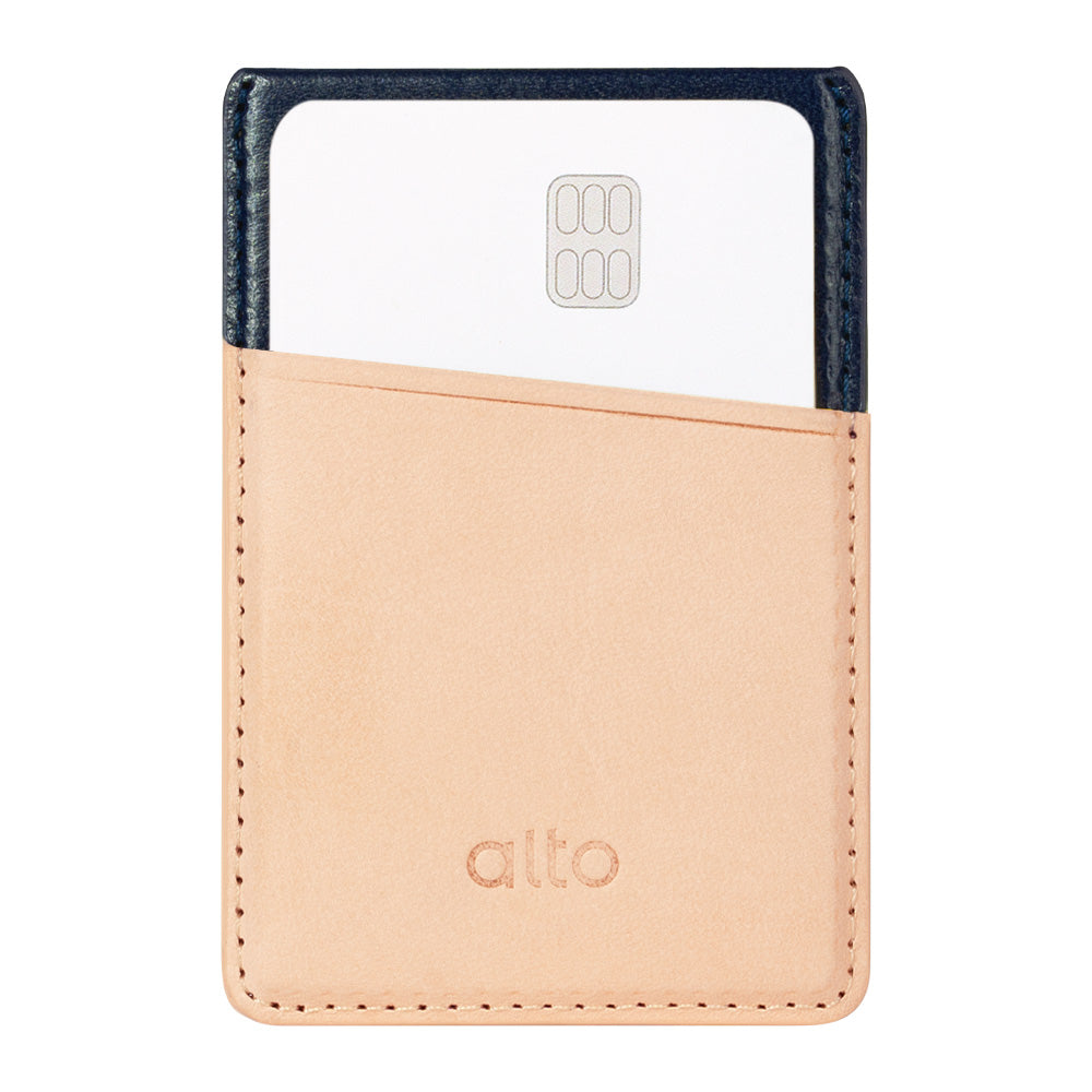 惜福品 - iPhone 磁吸皮革卡套 - 海軍藍/本色