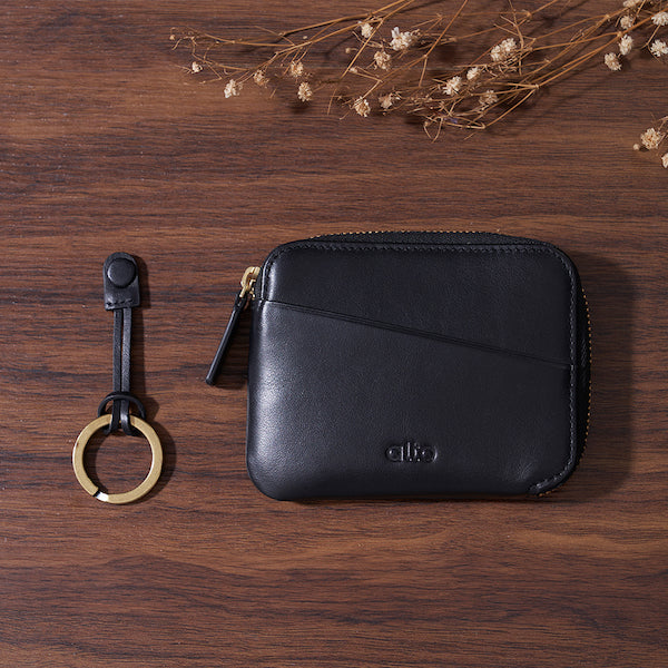 惜福品 - 皮革收納錢包 - 渡鴉黑