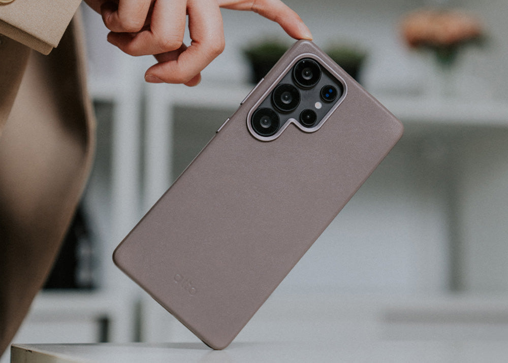 惜福品 - Samsung Galaxy S25 Ultra Clop 磁吸皮革手機殼 - 礫石灰