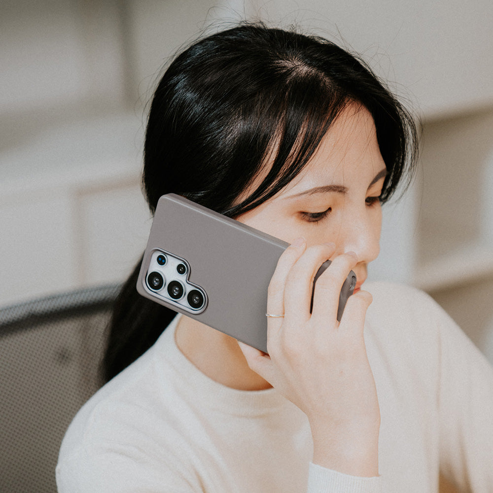 惜福品 - Samsung Galaxy S25 Ultra Clop 磁吸皮革手機殼 - 礫石灰