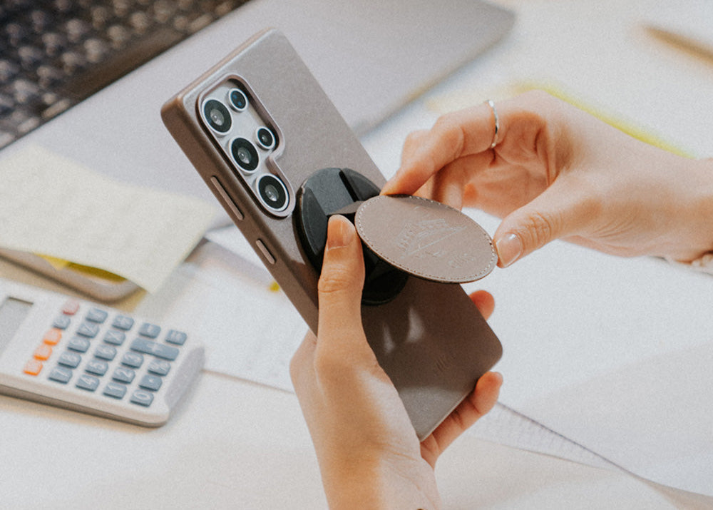 惜福品 - Samsung Galaxy S25 Ultra Clop 磁吸皮革手機殼 - 礫石灰