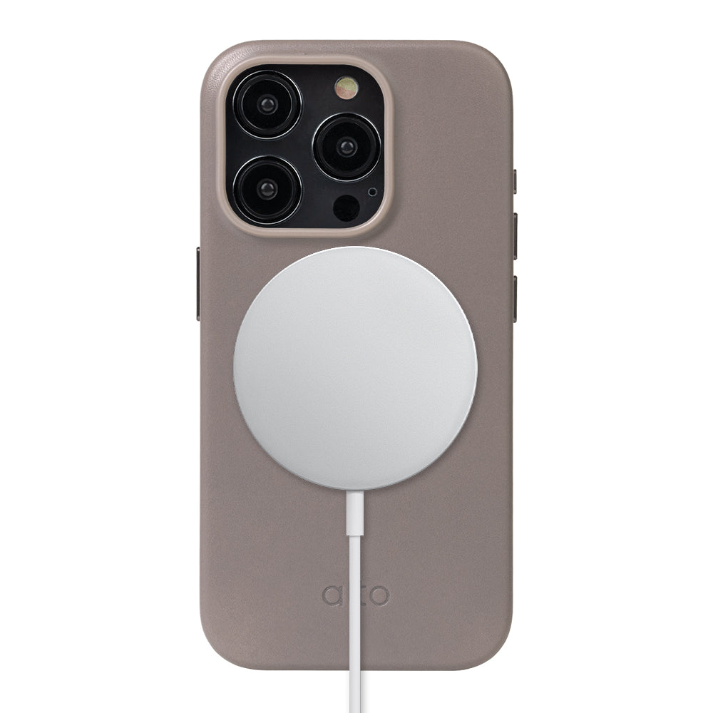 iPhone 15 Pro - Clop 磁吸皮革手機殼 - 礫石灰
