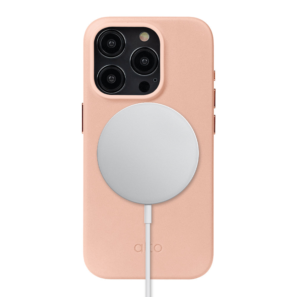iPhone 15 Pro - Clop 磁吸皮革手機殼 - 迷霧粉